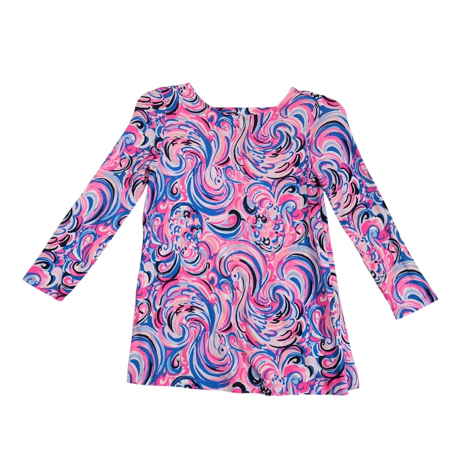 Lilly Pulitzer Ophelia Top Sz Xxs Flamingoals Raz Berry 3/4 Slv Stretch Resort